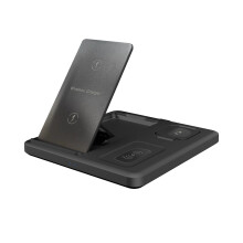 Carregador sem fio 3 em 1 Tarmeek, dobrável e com carregamento rápido para celular, relógio e fone de ouvido - Compatível com dispositivos