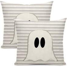 Halloween-pudebetræk, 18x18, sæt med 2, sorte søde pudebetræk til Halloween-hjemmeindretning
