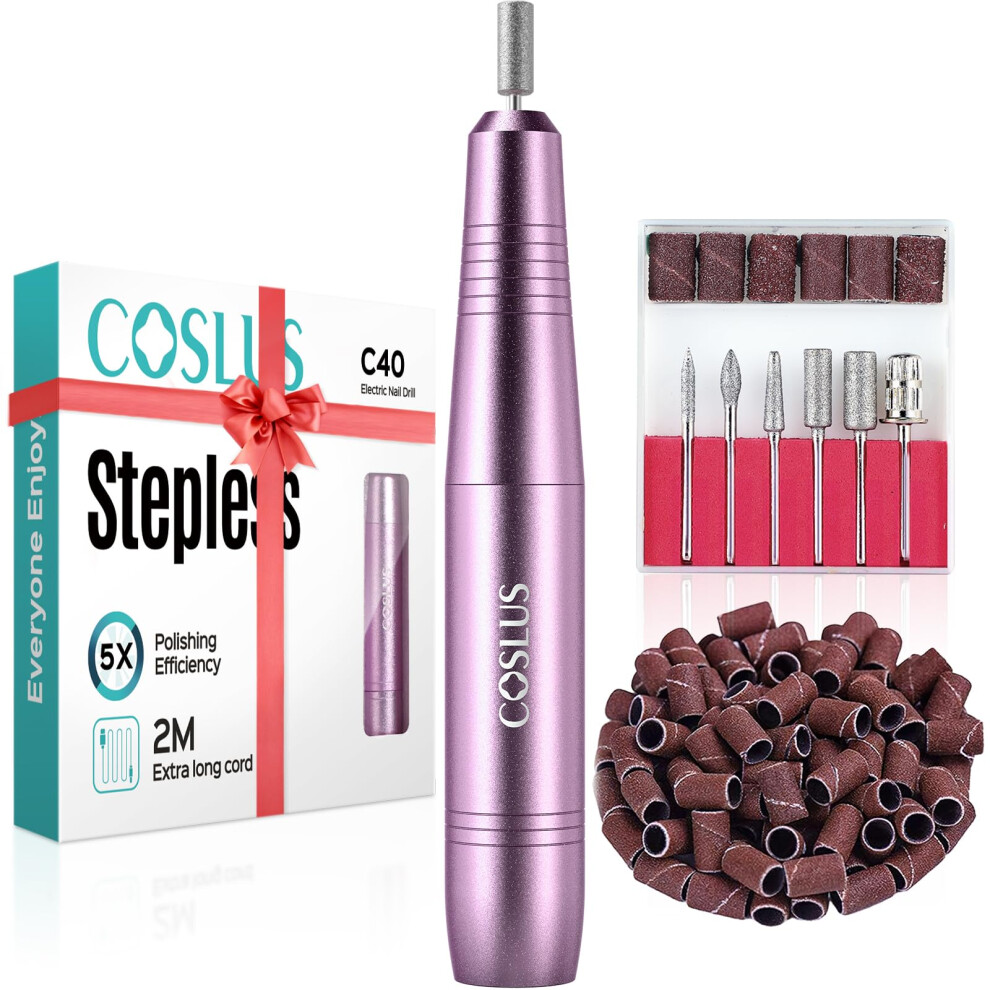 Dark/Purple Electric Nail Drill With Adjustable Speed, Manicure Pedicure Kit For Acrylic Gel Dip Powder