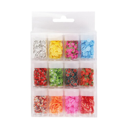 36 Boxes 3D Nail Art Slices Assorted Fruit Polymer Clay Decorations for DIY Manicure