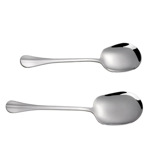 2Pcs Stainless Steel Food Serving Spoons Practical Self-service Scoops (Silver) 1