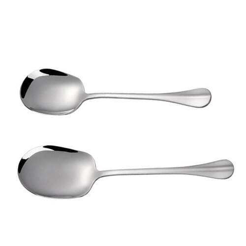 2Pcs Stainless Steel Food Serving Spoons Practical Self-service Scoops (Silver) 2