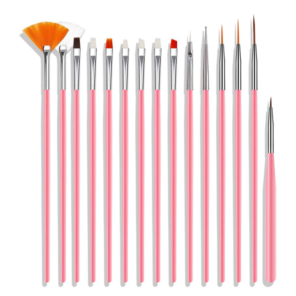 15pcs Nail Art Brush Set with Dotting Tools for UV Gel Manicure and Professional Nail Design