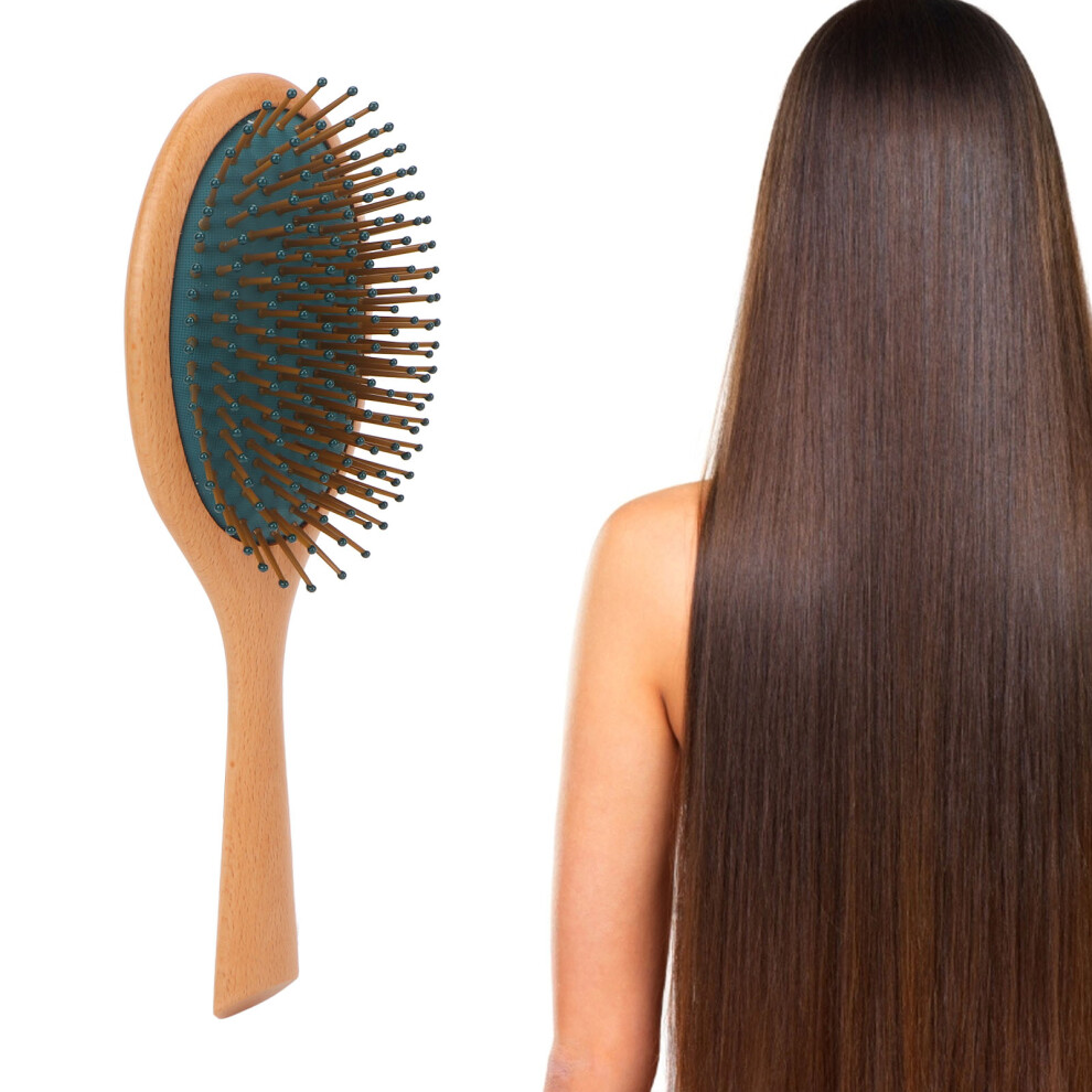 Elastic Gasbag Comb with Wooden Handle, Detangling & Massage Hairbrush