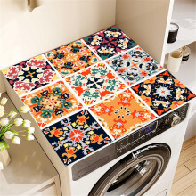 Washer Dryer Protector Mat 50x50cm Mandala Mosaic Absorbent Cover for Laundry Room Kitchen Orange