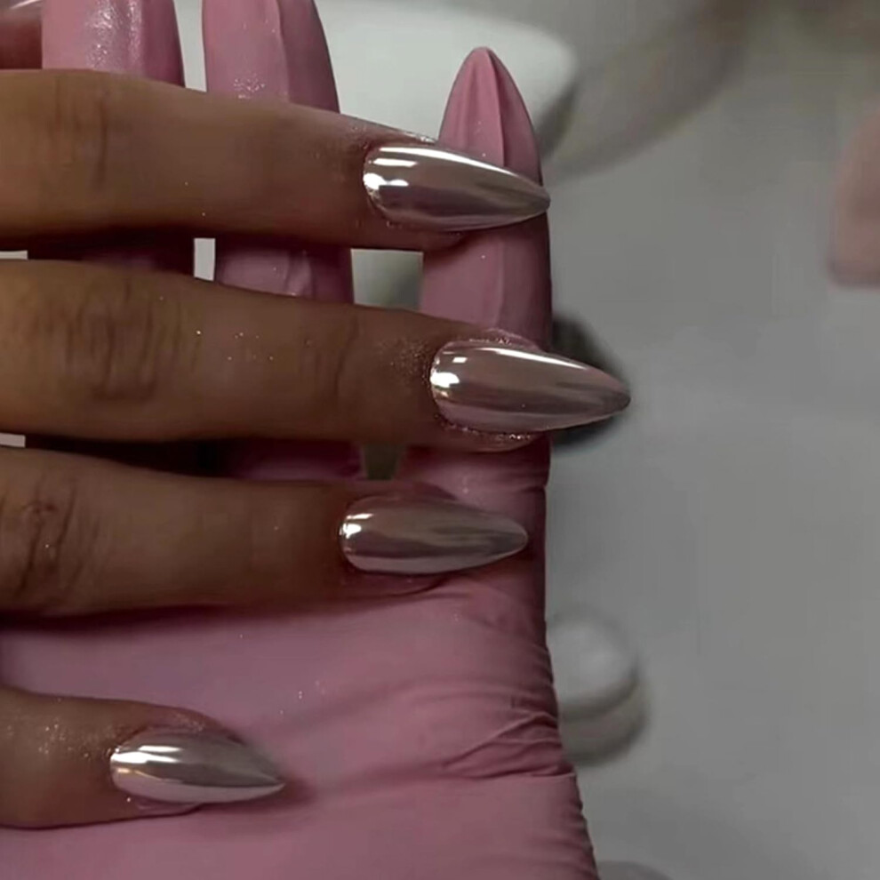Long Oval Press On Nails Glossy Full Cover Fake Nails Reusable Acrylic Nail Design with Glue