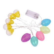 Easter Joy, Waterproof Decorative Lighting, Battery Operated Fairy Lights, Vibrant Egg & Chicken String Lights, Timer Function LED Lights for Festive