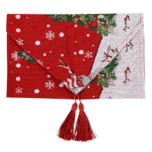 Seasonal Table Linens For Dining Table, Rustic Winter Tableware With Tassel Decoration, Machine Washable Table Decor For Christmas New Year, 13 x 18