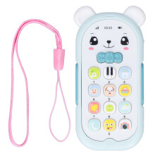 Intelligensutviklingsleke for babyer, interaktiv babytelefon med silikondeksel for tenner, multilydeffekter, volumkontroll, musikk og pedagogisk