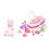 Berço para boneca Imaginary Play, conjunto de boneca de vinil com vestido de verão combinando para bonecas de 35 cm (14 polegadas), design lavável 2