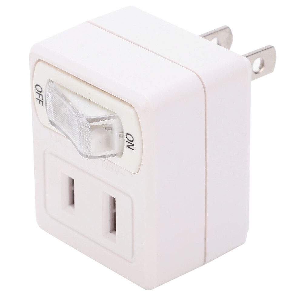 Outlet Splitter With 2 Outlets, Ultra-Portable Dual Socket Power Adapter With On Off Switch And Indicator Light For Us Standard Wall Outlets Suitable 9138057084221