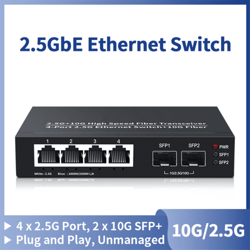Switch Ethernet 2.5G com 4 portas e capacidade de 2500 Mbps 1