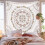 Ταπισερί τοίχου Boho 59"x39", Τέχνη με λουλούδια Mandala, Αισθητική διακόσμηση χίπηδων για 7