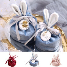 UDIYO5 pezzi Sacchetti regalo di Pasqua per bambini, sacchetti di Pasqua con coniglietto di velluto, sacchetti per la caccia alle uova di Pasqua,