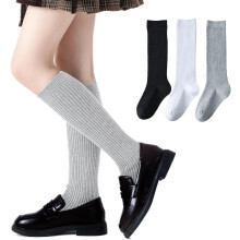Girls Knee High Socks Seamless Cotton School Uniform Socks Ribbed Knee Socks Kids Boy Over the Calf Socks