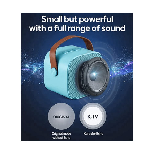 Bluetooth Speaker with Microphone - with Wireless Microphone - Portable Karaoke Bar Speaker (Blue) 2