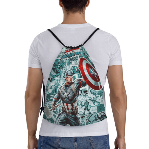 Τσάντα Captain America Classic με κορδόνι, πτυσσόμενη, αθλητική, γυμναστικής, τσάντα με 1
