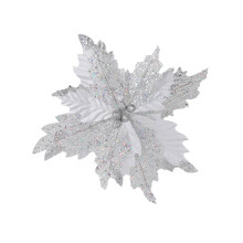Decorazioni natalizie con fiori di paillettes a 3 livelli e 37 cm per albero di Natale, decorazioni floreali intagliate e artificiali.