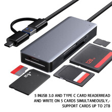 USB 3.0 multifunctionele kaartlezer / MS/SD/TF-kaart 5-in-1 USB-kaartlezer 5 Gbps voor pc- en laptopaccessoires