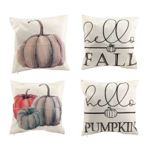 Herbstkissenbezüge 45 x 45 cm, 4er-Set, für Herbstdekoration, Kürbis-Herbstkissen, Dekokissen