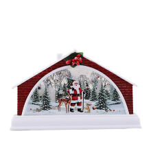 Tabletop Christmas Decor, Vintage Style Christmas Light LED Lighted Decoration for Bar Home Decor, Red Black Plastic Christmas Snow Globe, Creative