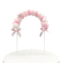 Creative Pink Yarn Ball Decorations, Party Decoration Pom Poms For Birthday Cakes And Desserts, Arched Shape Maintains Its Form Without Stretching,