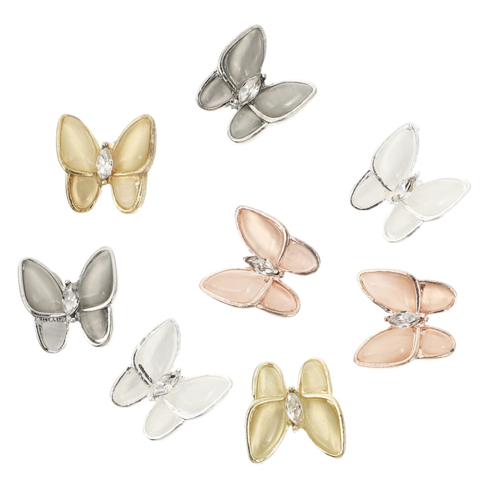 Butterfly Nail Charms with Opal Zircon Sparkling Nail Art Decorations for DIY Crafts