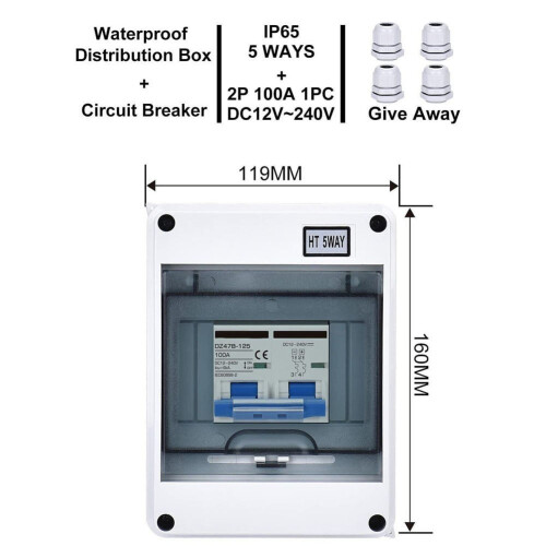 Mosiee PV Disconnect Box DC12-240V Διακόπτης κυκλώματος, διακόπτης ηλιακού συστήματος, 2