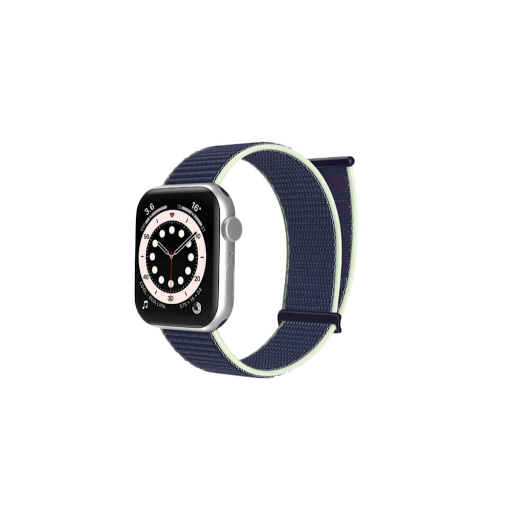 38/40/41Mm Nylon Loop Strap Wristband Compatible With Apple Iwatch - Dark Comfortable, Adjustable And Breathable Dark M Blue 9164030518353