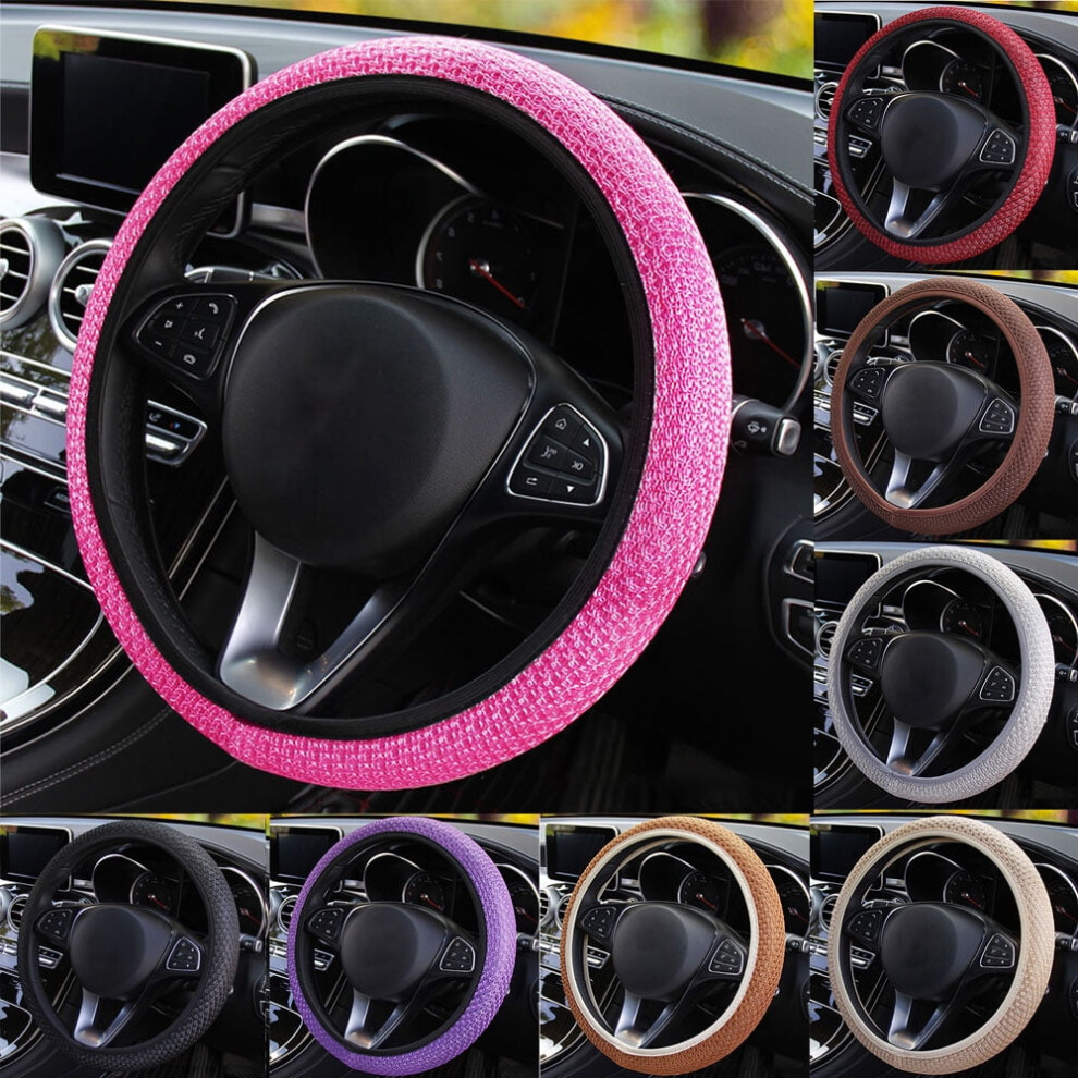 Universal Elastic Stretch Steering Wheel Cover, 15 Inch Microfiber Breathable Anti-Slip, Warm Winter Cool Summer, Odorless Easy Carry 9004841143057