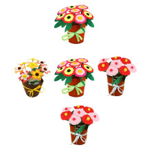 Material de maceta hecho a mano, 5 juegos de kit de flores DIY, kits de manualidades de tela no tejida, regalo de tela para decoración de interiores