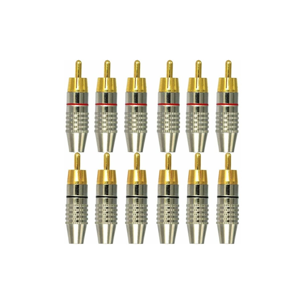12Pcs Rca Male Connectors, Rca Audio And Video Connectors, Rca Terminal Audio Connector, Rca Solderless Connectors, Rca Connector Connectors 9164030636774