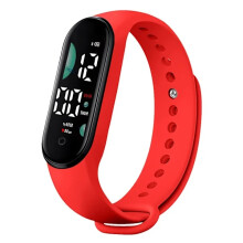 Watch Electronic LED Digital Wristwatch for Women Fashion Casual Simple Silicone Touch Waterproof Wristwatch 03 Red