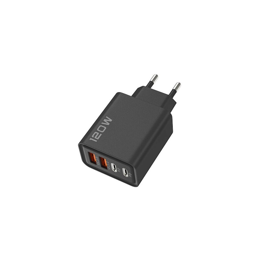 120W Fast Charging Usb Charger Eu Plug, Compatible With Iphone, Samsung, Xiaomi, Huawei, Quick Charge 3.0, Black 9164030637764
