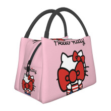 Bonita bolsa de almuerzo con dibujos animados de Hello Kitty, fiambrera reutilizable y aislada para el almuerzo, ideal para la oficina, el trabajo,
