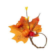 5-Pack Maple Leaf Pumpkin Napkin Rings, Fall Berry Garland, Compatible with Halloween Decor, Gift for Friend