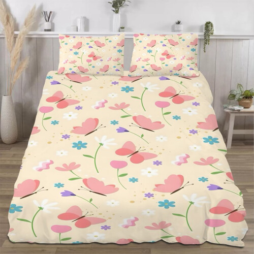 Σετ παπλωμάτων Comfort3 τεμαχίων με κινούμενα σχέδια πεταλούδας, 1 μαλακό πάπλωμα 2