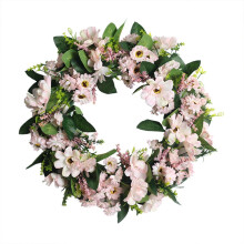 Guirlanda de margaridas rosa claro para porta de entrada - Guirlanda de botões florais feita à mão, decoração para ambientes internos e