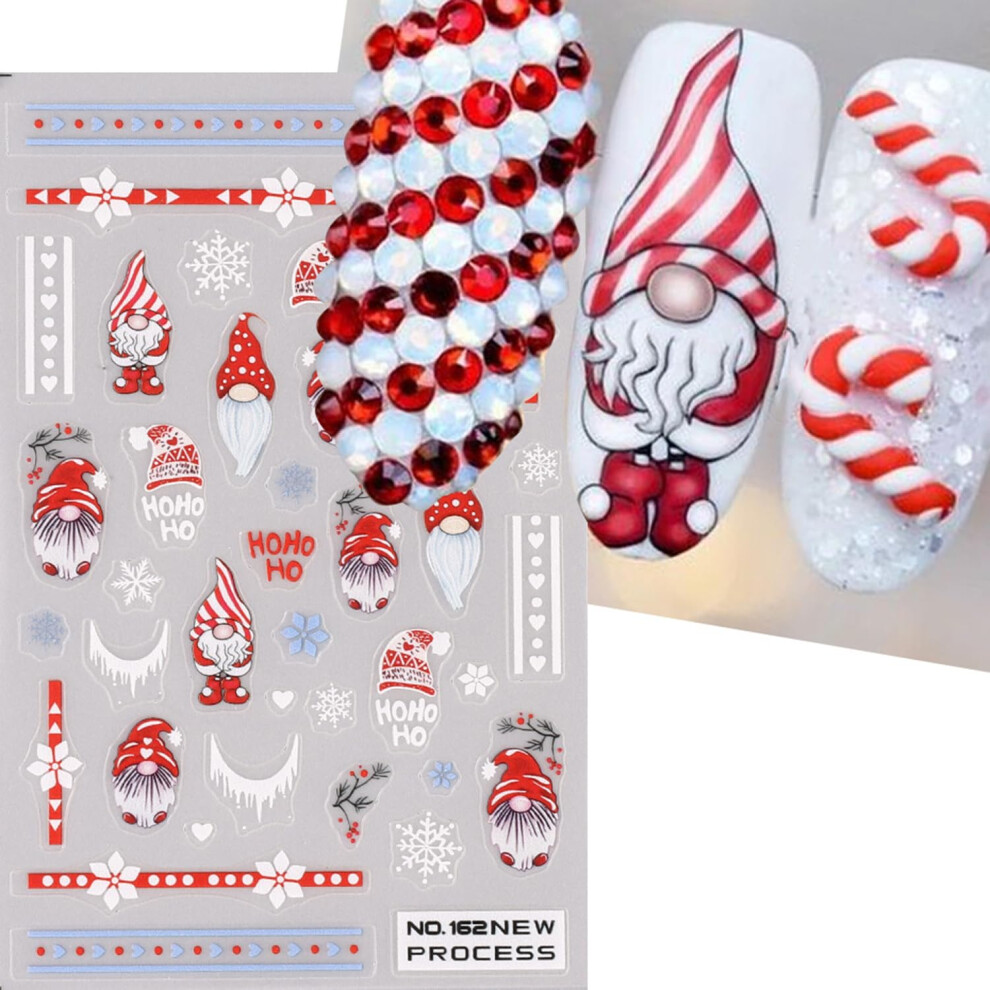 Christmas Nail Art Stickers Snowflake and Santa Claus Decals Holiday Designs Glossy Finish 6Pcs