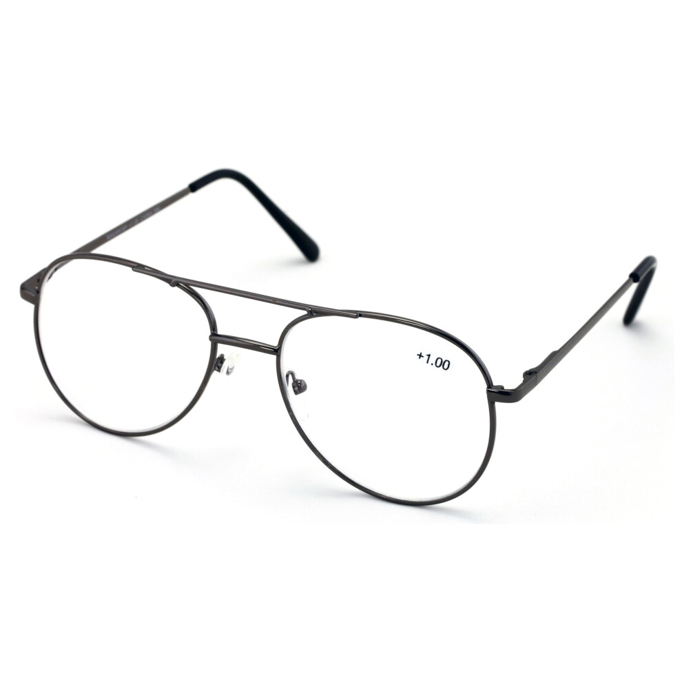 Metal Aviator Reading Glasses - Spring Hinge Tear Drop Reader