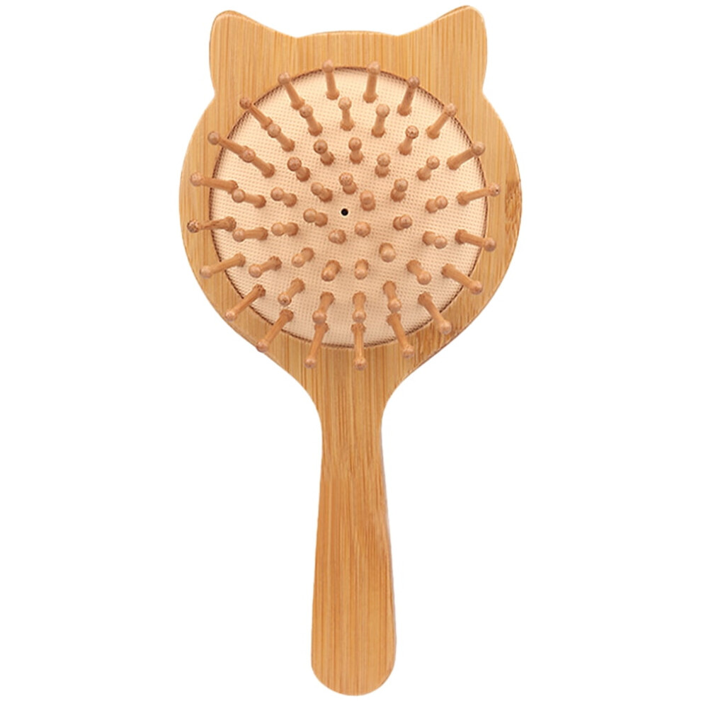 Women's Bamboo Hair Brush Detangling Comb Paddle Cat Shape Wooden Travel Hairbrush