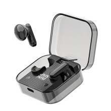 Avtoify draadloze Bluetooth-headset, transparant ontwerp, ruisonderdrukking, mini-in-ear, HD-geluid, Bluetooth 5.3, ultralange standby-tijd, zwart