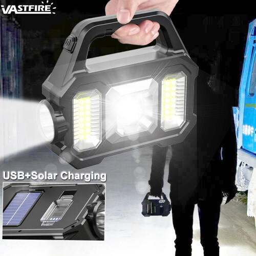 Ηλιακός φακός λαβής USB επαναφορτιζόμενος φωτεινότερος φανός COB LED
