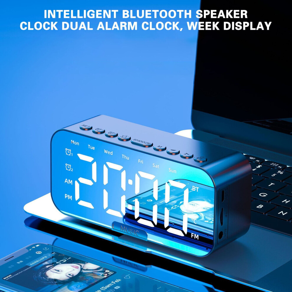 Bluetooth Speaker P6 With Clock Alarm, Portable Loudspeaker For Outdoor, Travel, Home, Party - Compatible With Gnobogi 9164030938816