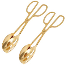 Toorise 2-teilige Salatzange aus goldfarbenem Edelstahl, rutschfeste Servierzange mit griffigem, ergonomischem Griff