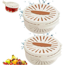 2-in-1-Abtropfkorb mit Deckel, klappbarem Griff, Obstsieb und Abtropfbehälter, vielseitig verwendbar, 2 Stück