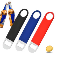 Set van 3 stevige platte flesopeners van roestvrij staal, geschikt voor zowel gewoon bier als gewoon bier, rood, zwart, groen, 18 cm.