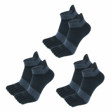 3 paia di calzini a cinque dita unisex per sport, corsa e yoga (nero-L)