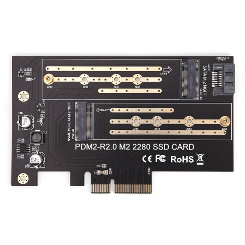 jixopn Πρόσθετες Κάρτες PCIE σε M2/M.2 Προσαρμογέας NVME/M2PCIE Κάρτα SSD M2 σε SATA PCI-E Διπλές 1