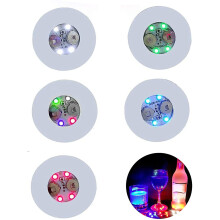 LINLIN LED kulatá podložka pod pohár, samolepka na kelímek, světla pro láhev vína, alkoholu, párty s nápoji, barovou párty